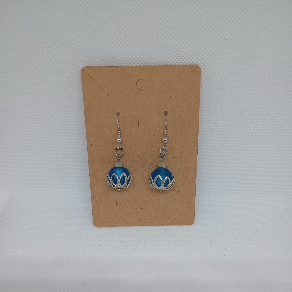 Blue and Silver Spherical Earrings Gift Jewelry Casual Party Streetwear Retro